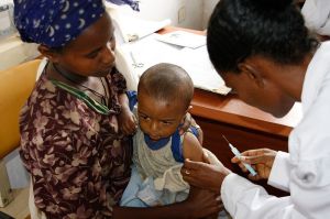 a child receiving vaccination